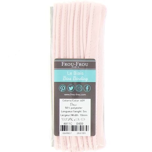 Passepoil Frou-Frou 10 mm Uni Rose pâle - 5 mètres