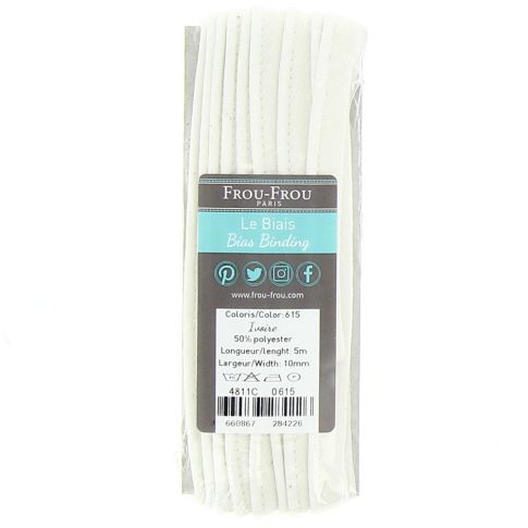 Passepoil Frou-Frou 10 mm Uni Ivoire - 5 mètres