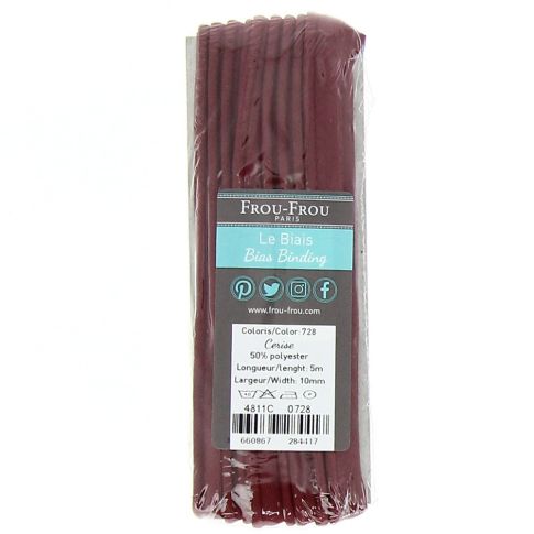 Passepoil Frou-Frou 10 mm Uni Cerise - 5 mètres