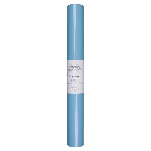 Flex lisse thermocollant Com'1 idée uni Bleu hawai - 50x25 cm