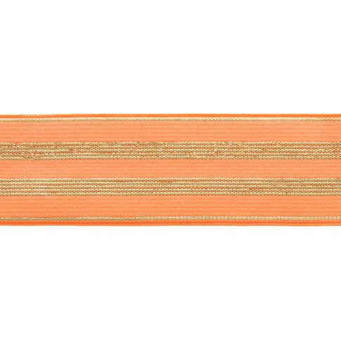 Élastique Plat Lurex Orange rayures or 30 mm x1m