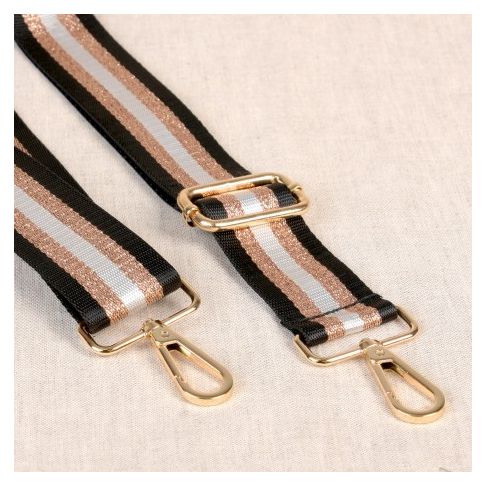 Sangle pour sac 38 mm Noir et or - Avec mousquetons