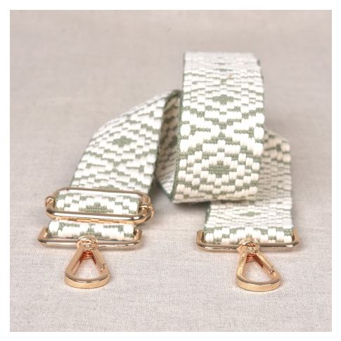 Sangle pour sac 40 mm Vert d'eau et blanc - Avec mousquetons