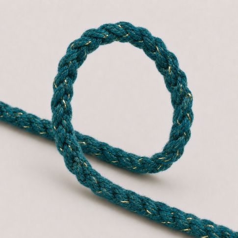 Cordon Sweat Tressé Lurex 5 mm Bleu canard