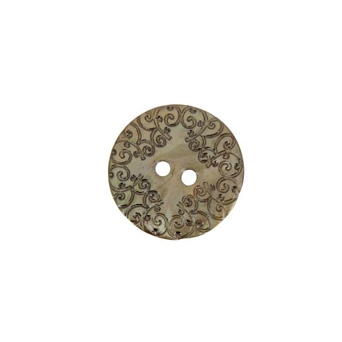 Bouton nacré  gravé 18 mm - Ecru