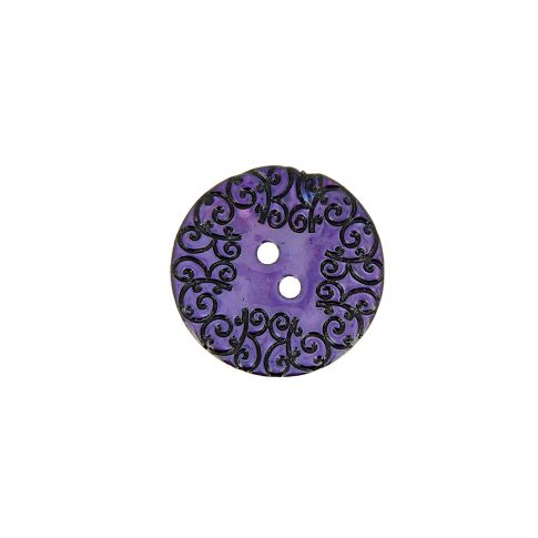 Bouton nacré  gravé 18 mm - Violet