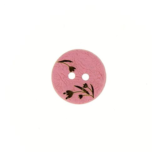 Bouton bois fleur gravé 12 mm - Rose