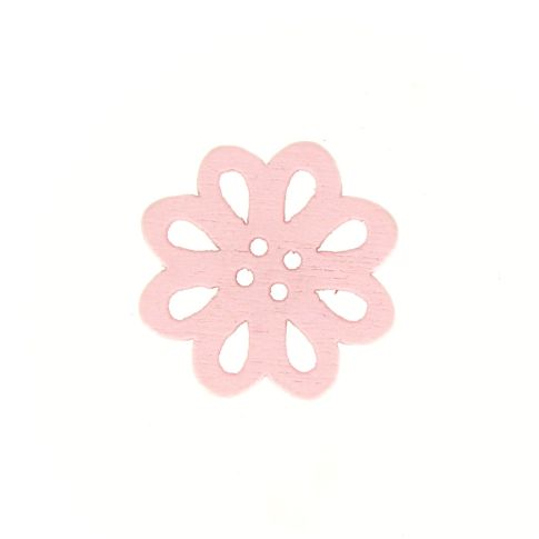 Bouton fleur en bois 20 mm - Rose clair
