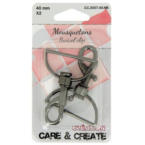 Mousqueton 40 mm x2 - Gris