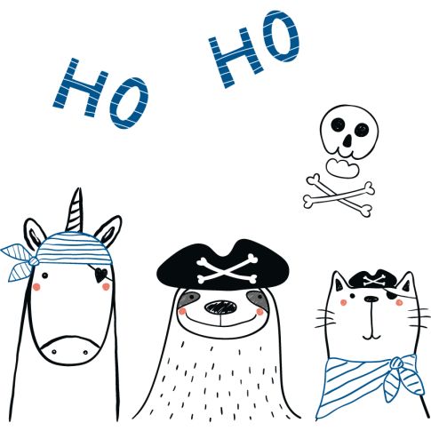 Sticker textile thermo-adhésif  7x7 cm - Animaux pirates 