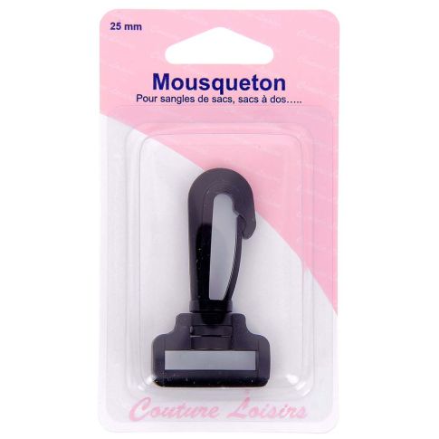 Mousquetons Noir 25 mm x2