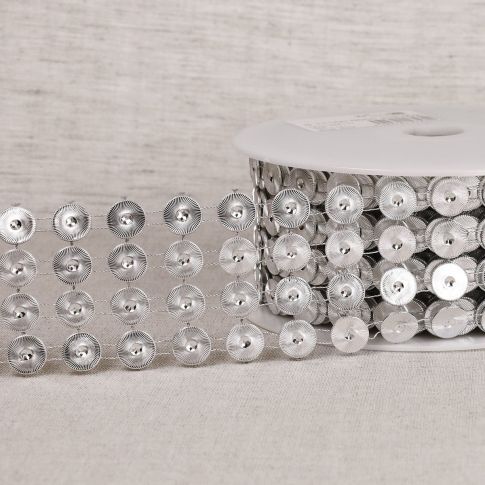 Galon paillettes 55 mm 4 rangs Argent x1m