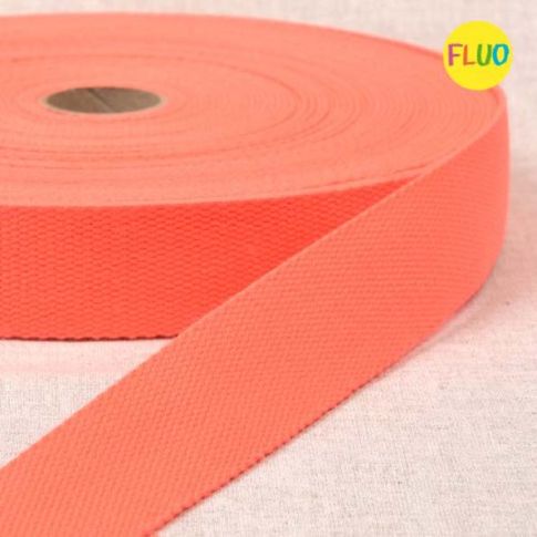 Sangle Polyester aspect Coton 30 mm Orange fluo