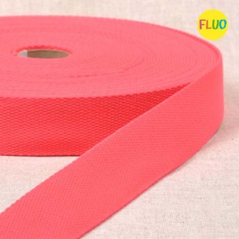 Sangle Polyester aspect Coton 30 mm Rose fluo