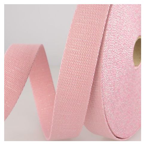 Sangle Coton 30 mm Lurex uni Rose x1m