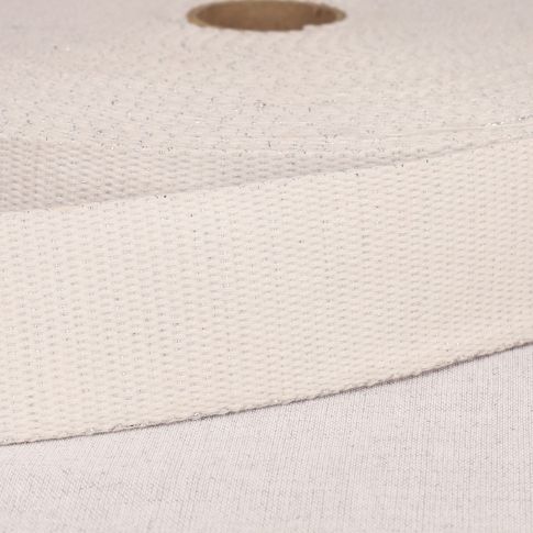 Sangle Polyester Lurex aspect Coton 40 mm Blanc x1m