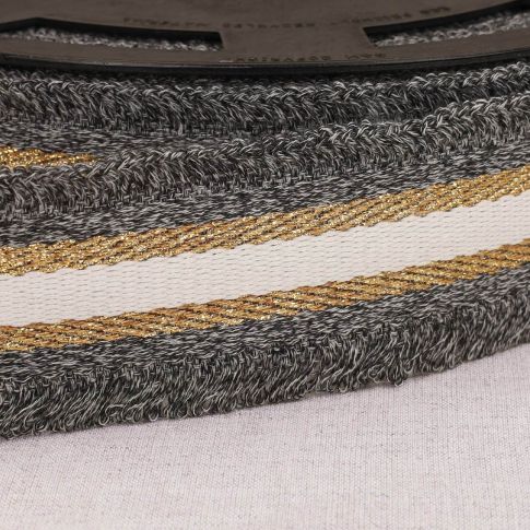 Sangle frangette Lurex 50 mm Gris x1m