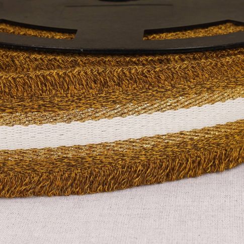 Sangle frangette Lurex 50 mm Moutarde x1m