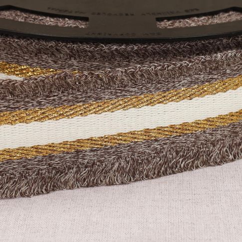 Sangle frangette Lurex 50 mm Marron x1m
