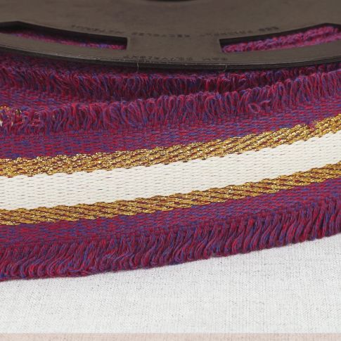 Sangle frangette Lurex 50 mm Violet x1m