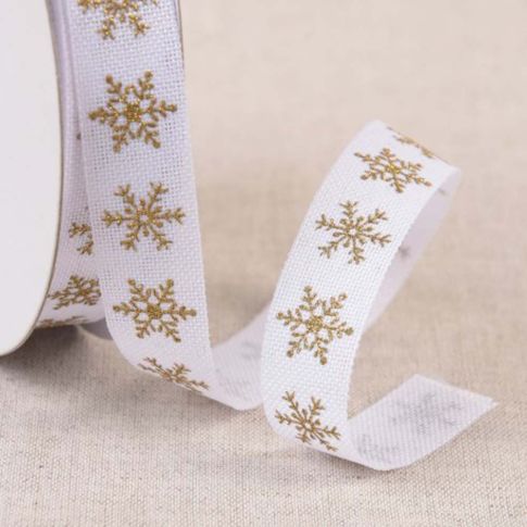 Ruban Petits Flocons 16 mm Blanc x1m