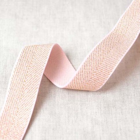 Elastique chevrons Lurex 32 mm Rose et or