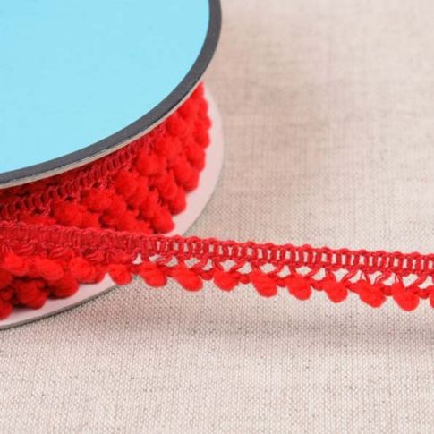 Galon petits pompons 10 mm Rouge