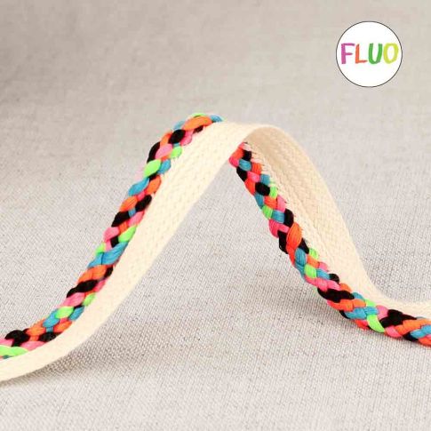 Passepoil 13 mn multicolore sur fond beige x 1m