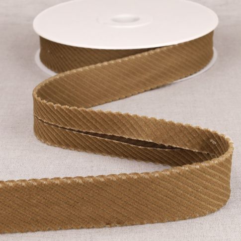 Biais velours grosses cotes Beige - 30 mm