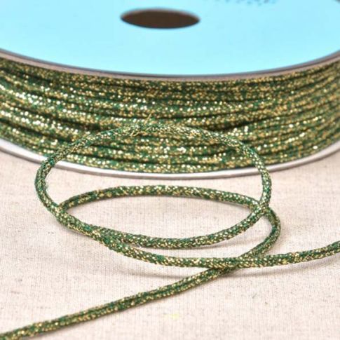 Cordon chiné lurex 2 mm Vert et or