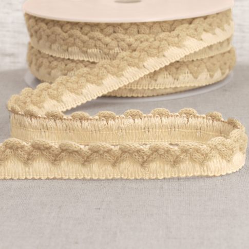 Tresse zig zag 22 mm pompons Lin x1m
