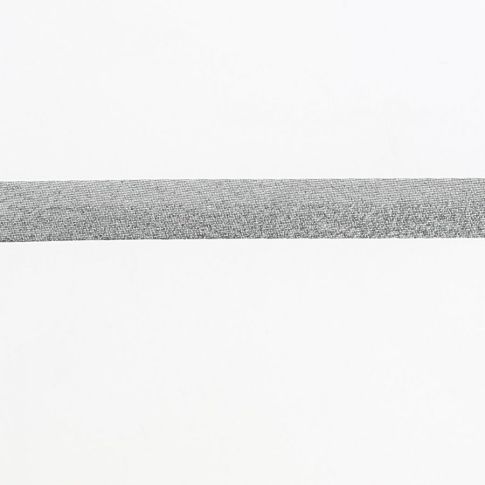 Biais lurex brillant 20 mm Argenté lamé Noir x1m