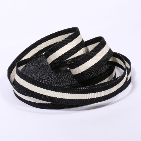 Sangle Coton 30 mm Bicolore Noir x1m