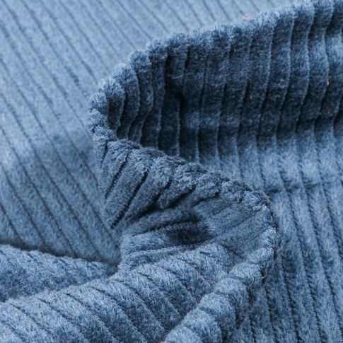 Coupon Tissu Velours Grosses côtes Bleu acier - Coupon de 50 cm