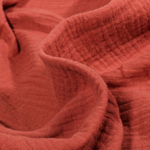 Coupon Tissu Double gaze uni Bio Terracotta - Coupon de 200 cm
