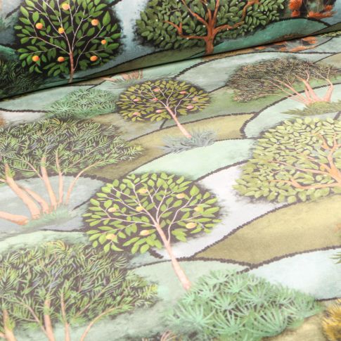 Tissu Velours d'ameublement Deluxe Garden sur fond Vert