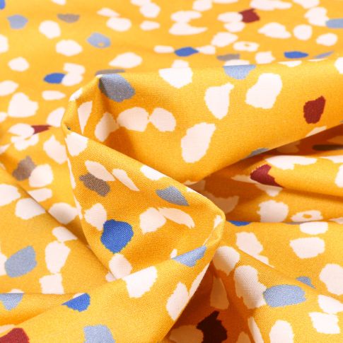 Tissu Coton imprimé Frou-Frou Pollen sur fond Jaune