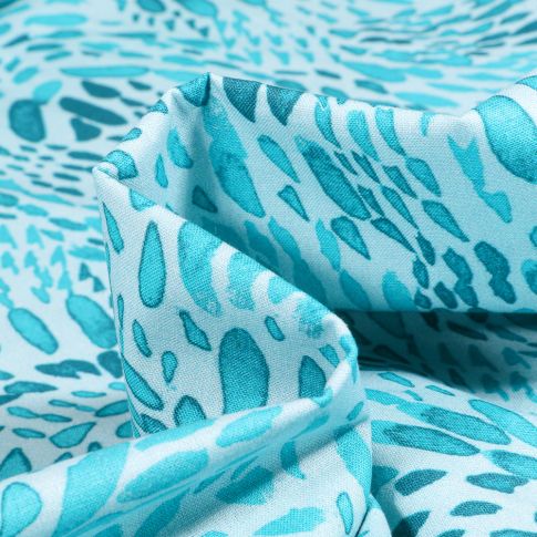 Tissu Coton imprimé Frou-Frou Faune sur fond Bleu ciel