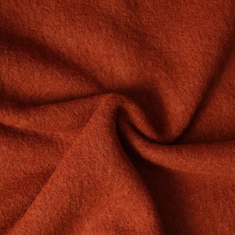 Coupon Tissu Laine Bouillie  uni Hanna sur fond Rouille - Coupon de 100 cm