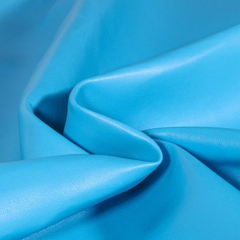 Coupon Tissu Simili cuir souple et épais uni Roma Bleu turquoise - Coupon de 50 cm