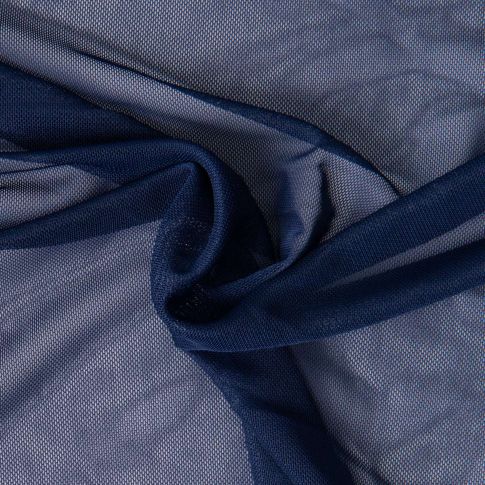 Tissu Tulle extensible d'habillement uni Bleu marine