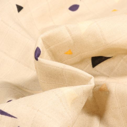 Tissu Lange Formes abstraites sur fond Ecru
