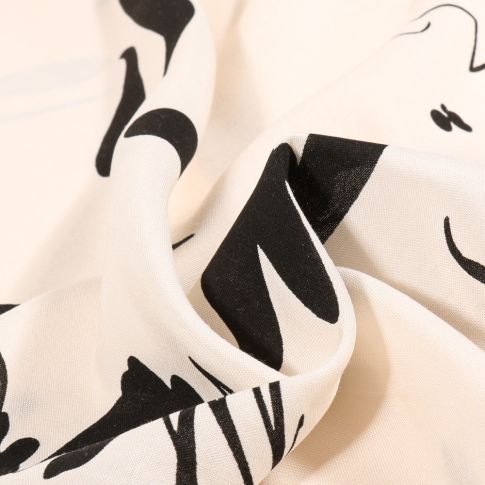 Tissu Viscose Esquisse sur fond Ecru