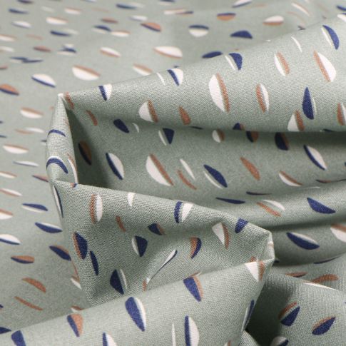 Tissu Coton imprimé Bio Pois destructurés sur fond Vert d'eau