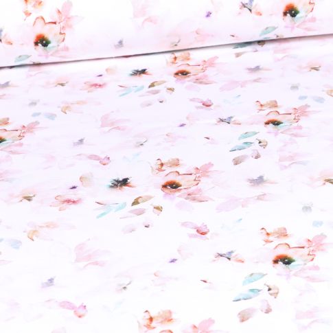 Tissu Jersey Coton Bio Rosa aqua nude sur fond Blanc