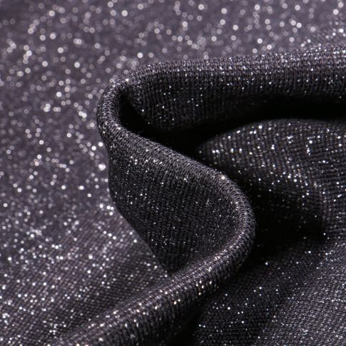 Tissu Bord côte Pailleté uni Noir
