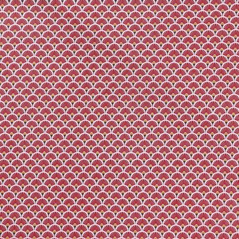 Coupon Tissu Coton Imprimé Arty Eventails Bordeaux - Coupon de 80 cm