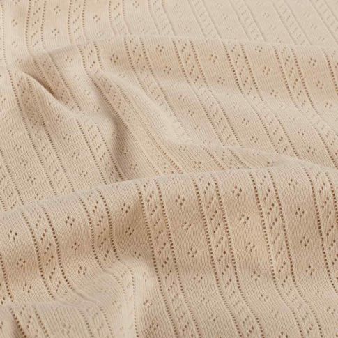 Tissu Jersey Coton ajouré Camille uni Beige - Coupon de 110 cm