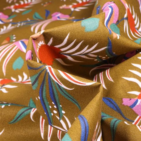 Tissu Coton imprimé Arty Gaori sur fond Bronze