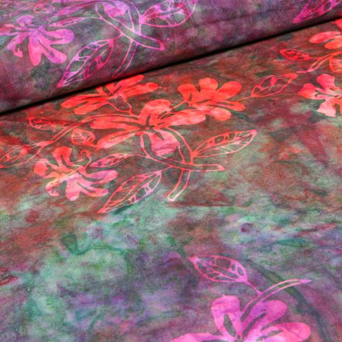Tissu Batik  Kota sur fond Vert